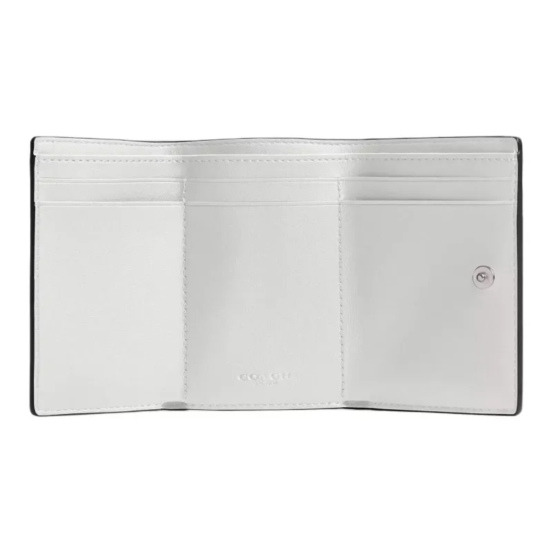 COACH Trifold Wallet Polished Pebbled Leather Trifold Wallet Mini Women's Chalk Multicolor-2