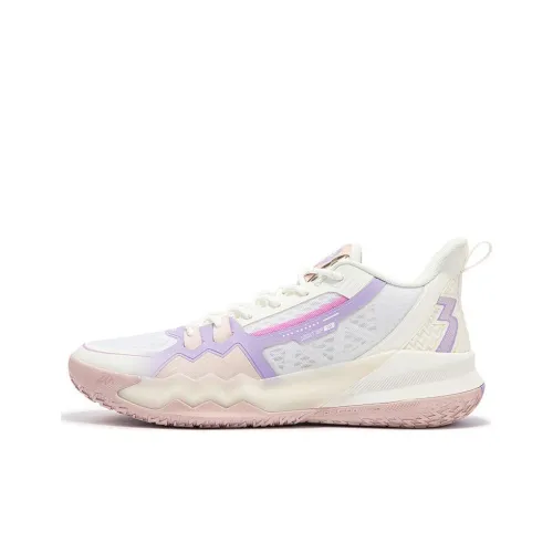361° Wear Resistant Low Top Basketball Shoes Men's White Beige Purple