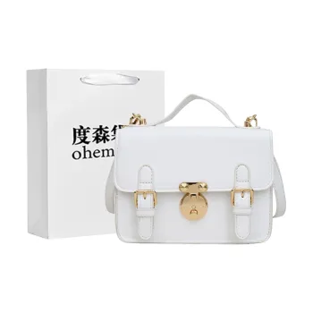 Dusen Kangaroo PU Crossbody Handbag Women's White/Black/Brown