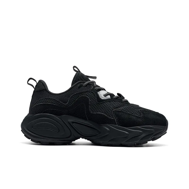 XTEP Migratory Lightweight Height Increasing Coverage Low Top Casual Shoes Women's Black/New Metallic Silver-1