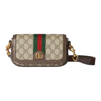 GUCCI Canvas With Leather Canvas Bag Shoulder Bag Crossbody Bag Extra Mini Men's Beige & Ebony