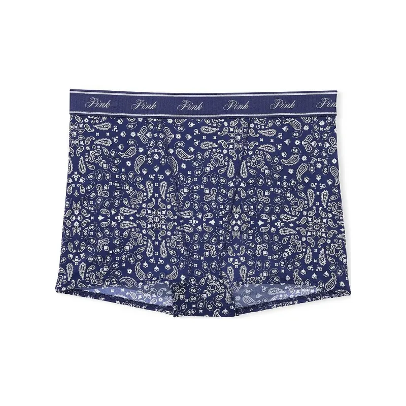 Victoria's Secret PINK LOGO COTTON HIGH-WAIST BOYSHORT PANTY / MNBP Underpants Women's 1 Pack Midnight Navy-0