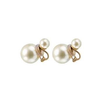 DIOR Gold Plated Earrings Women's Ivory