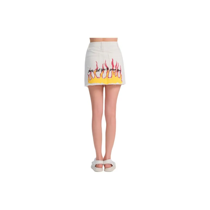 Blood Glitter Denim Short Skirts Women's White-1