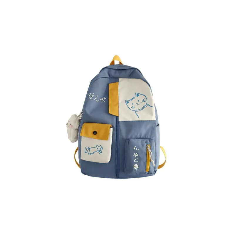Elsvet Nylon Backpack Large Size Women's White/Black-10