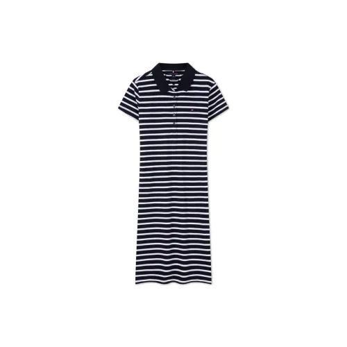 Tommy Hilfiger Short-Sleeved Dresses Women's Black/White Stripes FAP