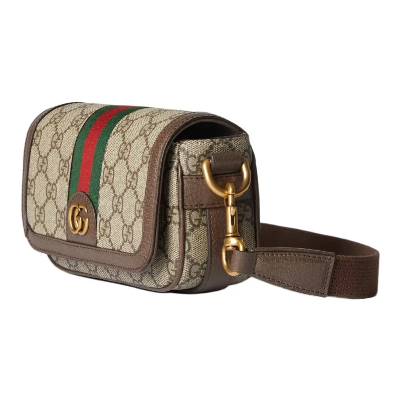 GUCCI Canvas With Leather Canvas Bag Shoulder Bag Crossbody Bag Extra Mini Men's Beige & Ebony-1