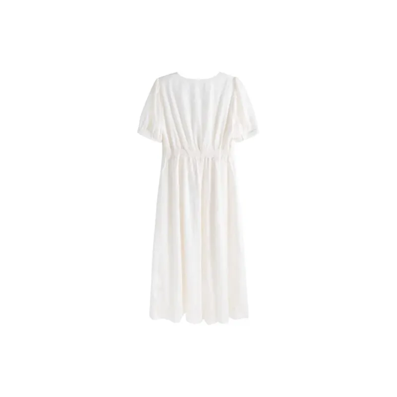 HUASJ Short Sleeved Dresses Women's White-1