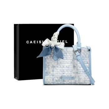 CAEISL&KCIEL Polyurethane Synthetic Leather Tote Bag, Shopping Bag, Shoulder Bag, Handbag Women's Woven Blue