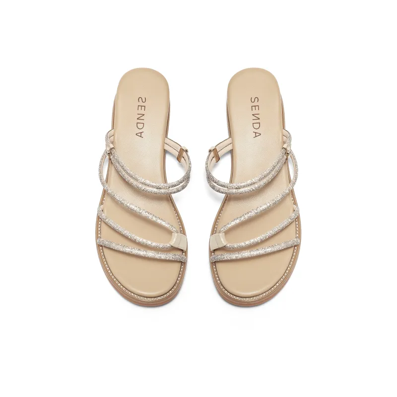 Senda Rubber Sole Slip Resistant Slide Slippers Women's Gold-2