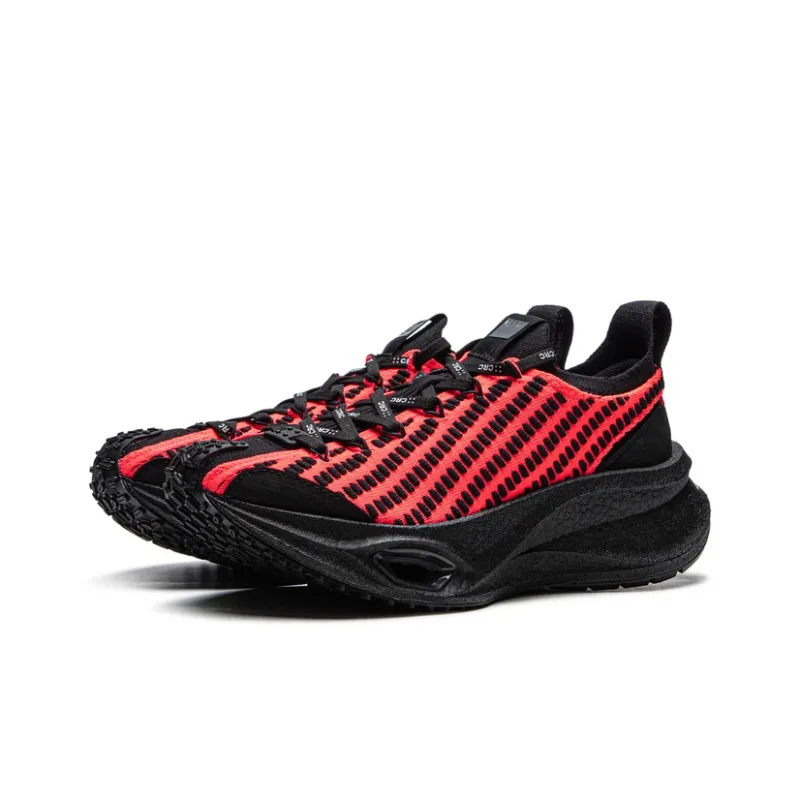 LiNing Anti Slip Wear Resistant Low Top Casual Shoes Unisex Red Black-2