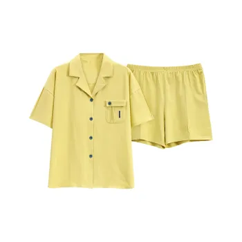 Qiao Ni Tong Pajama Set Women's Yellow