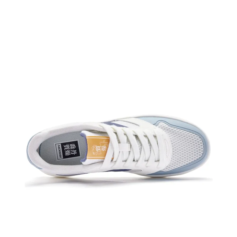 QIAODAN Skateboard Shoes Men Low Top White Blue-3