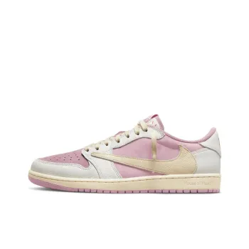 Travis Scott x Jordan Air Jordan 1 Anti Slip Wear Resistant Low Top Vintage Basketball Shoes Men's Pink White