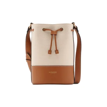 Burberry Cotton Canvas Bucket Bags Shoulder Bag Crossbody Bag Mini Women's Natural Tawny