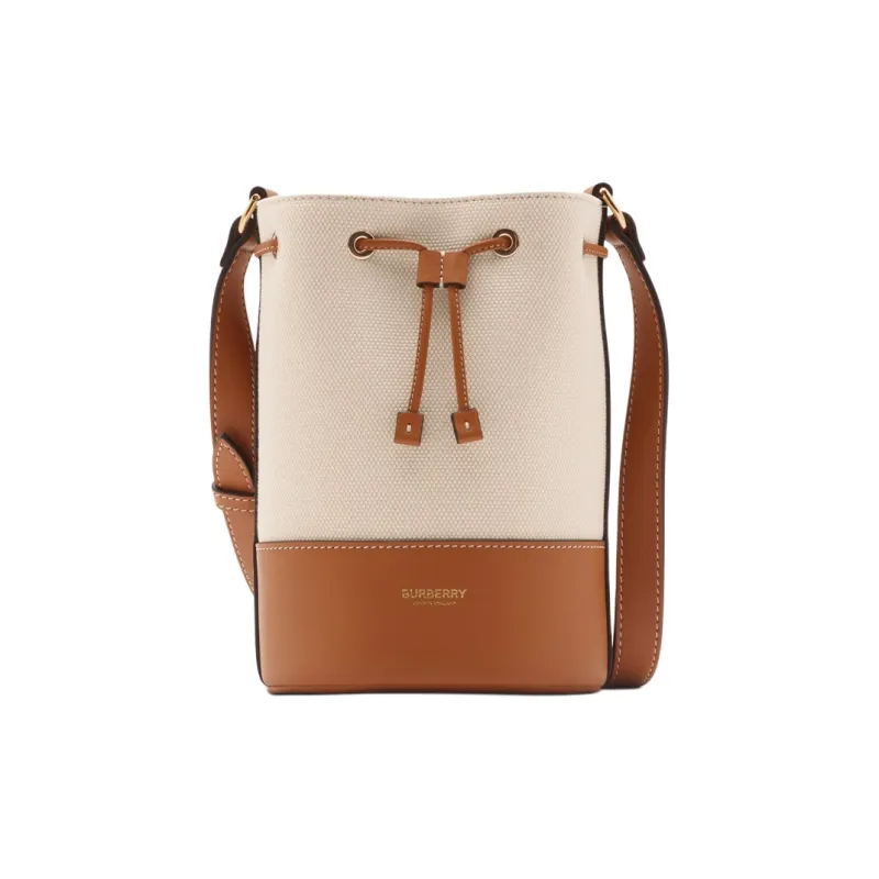 Burberry Cotton Canvas Bucket Bags Shoulder Bag Crossbody Bag Mini Women's Natural Tawny-0