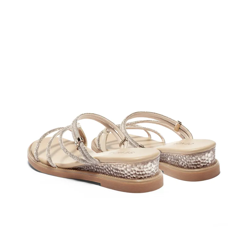 Senda Rubber Sole Slip Resistant Slide Slippers Women's Gold-3