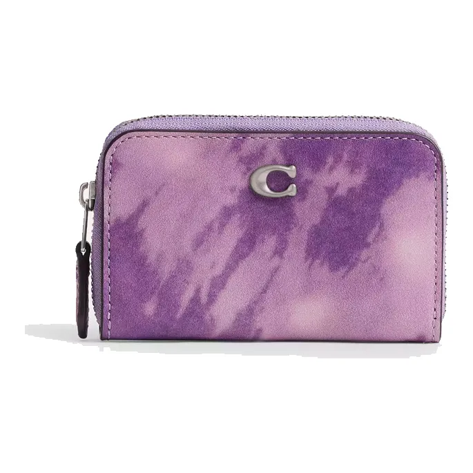 COACH Zip Around Smooth Leather Wallet Small Size Women's Purple-0