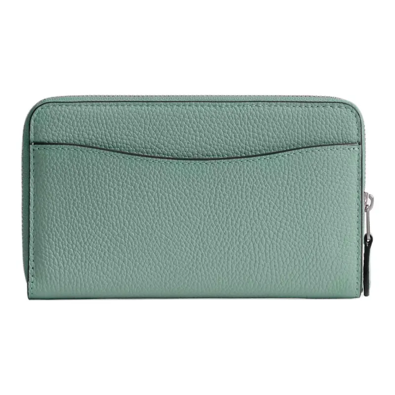 COACH Zip Around Polished Eggstone Pattern Wallet Medium Size Women's Blue Crystal Green-1