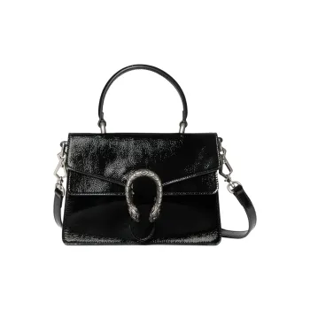 GUCCI Patent Leather Crossbody One Shoulder Handbag Small Size Women's Black