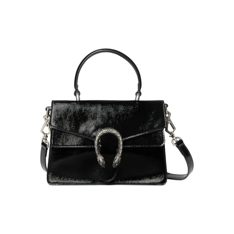 GUCCI Patent Leather Crossbody One Shoulder Handbag Small Size Women's Black-0