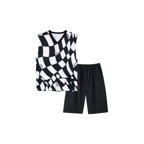 The Story Of The Flower Season Pajama Set Men's Black White