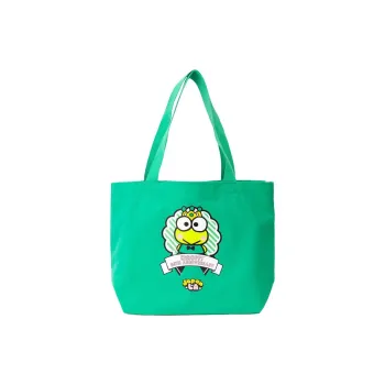 Sanrio Keroppi Collaboration 100% Cotton Tote Bag Shopping Bag Handbag Shoulder Bag Women's Green