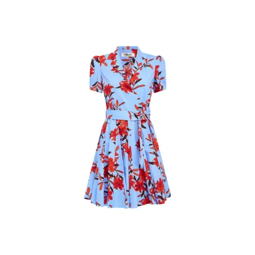 DVF Short-Sleeved Dresses Women's Blue And Red Leucadendron