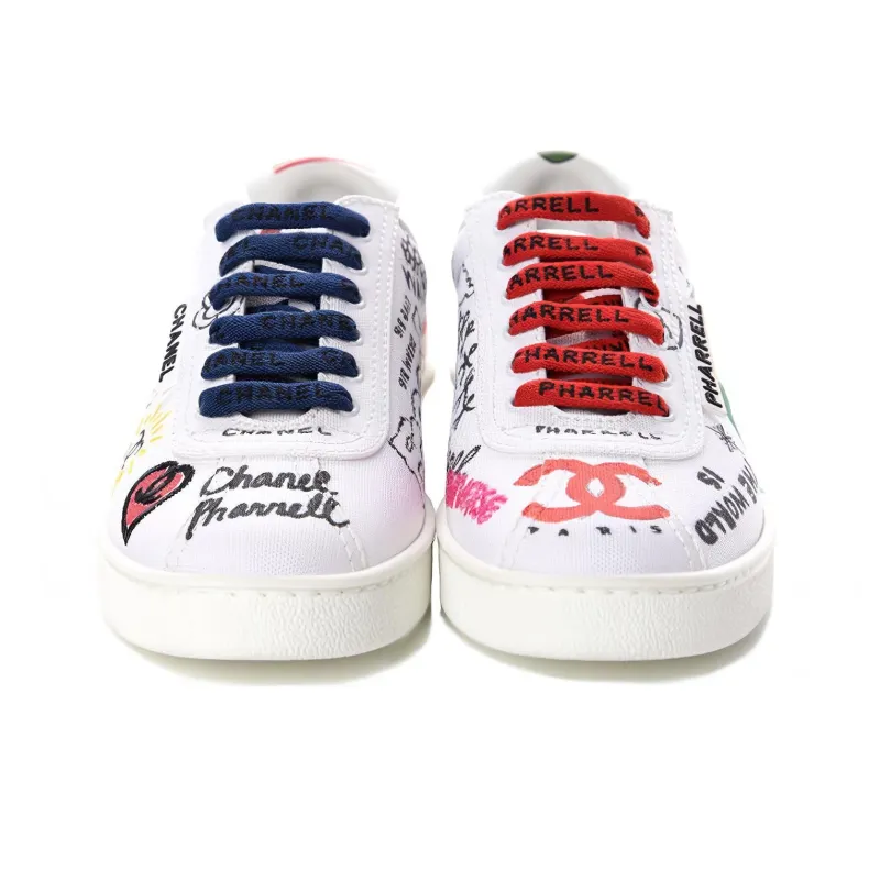 CHANEL X Pharrell Skateboard Shoes Women's White-3