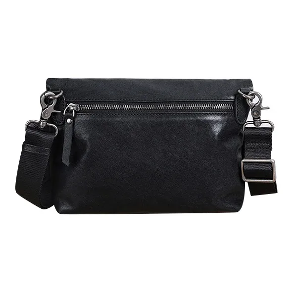 DOSRFINI Genuine Leather Crossbody Bag Small Size Men's Black-3