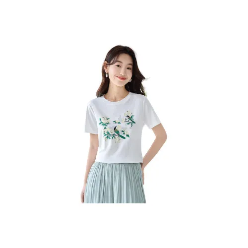 SLLSKY T-Shirts Women's Magnolia White