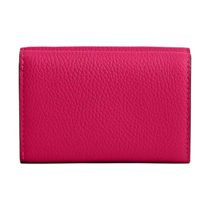 COACH Trifold Wallet Eggstone Grain Leather Coin Purses Wallets Mini Women's Dragon Fruit Red-1