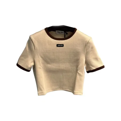 MIU MIU T-Shirts Women's Milk Tea Beige