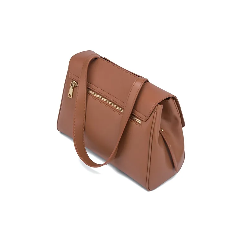 CinvaiKrose Cow Leather With Microfiber Shoulder Bag, Crossbody Bag, Handbag, Tote Medium Size Women's Brown-2