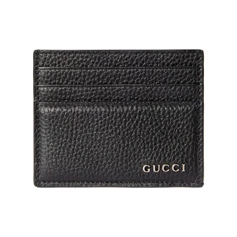 GUCCI Leather Card Holder Men's Black-0