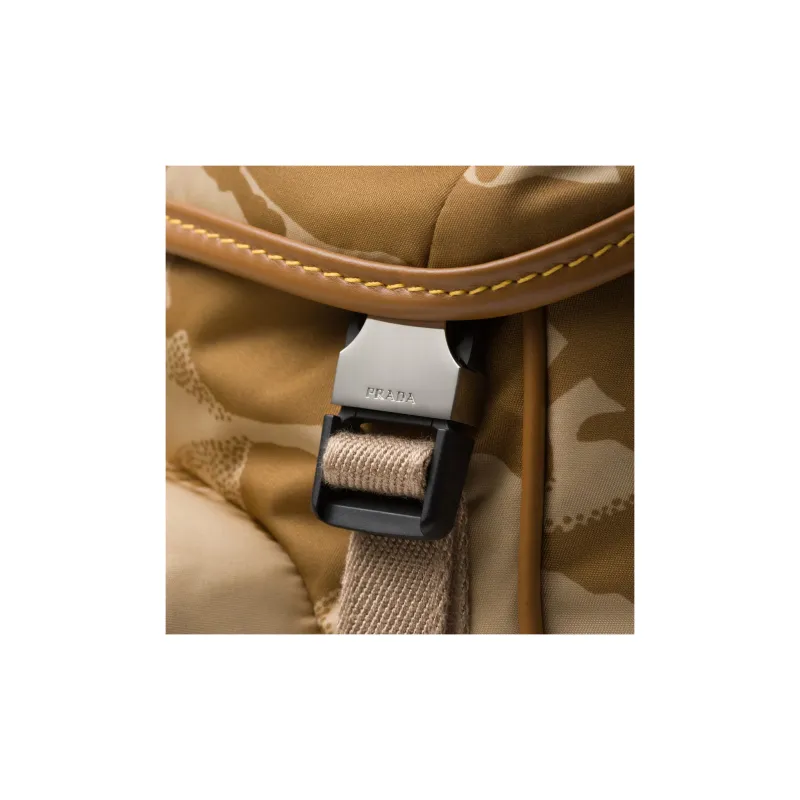 PRADA Recycled Nylon With Leather Backpack Women's Khaki-5