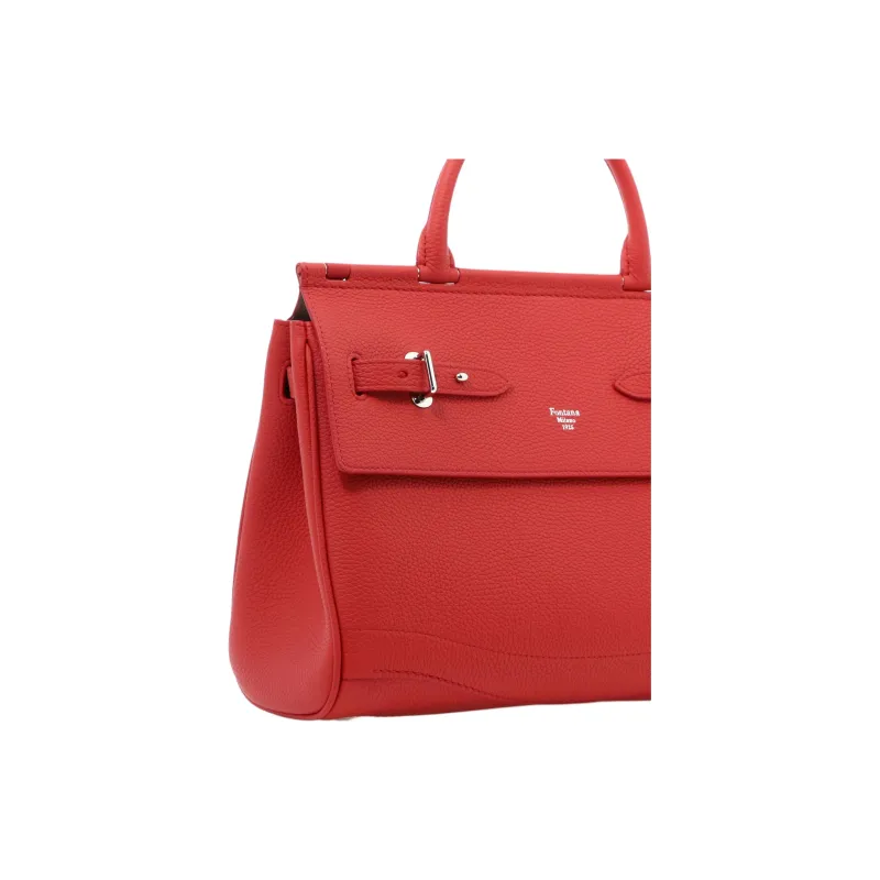 Fontana Milano 1915 Leather One Shoulder Handbags Women's Red-3