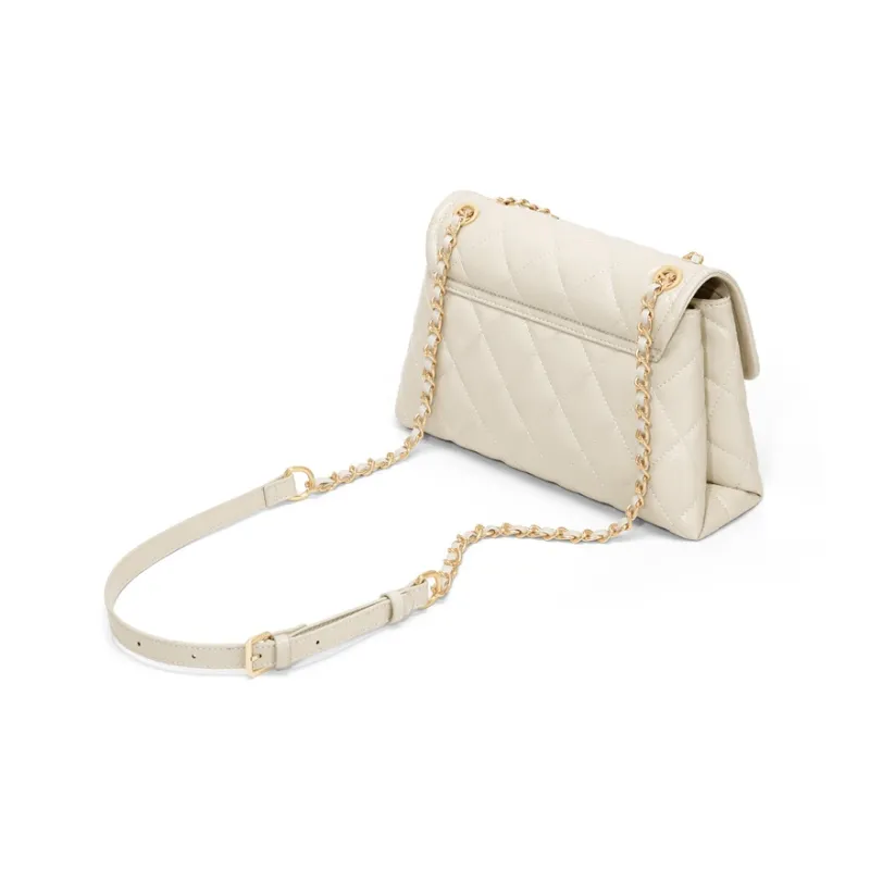 Simvay Clos Cow Leather With Synthetic Leather Shoulder Bag Crossbody Bag Shoulder Bag Small Size Women's Black/Ecru-8