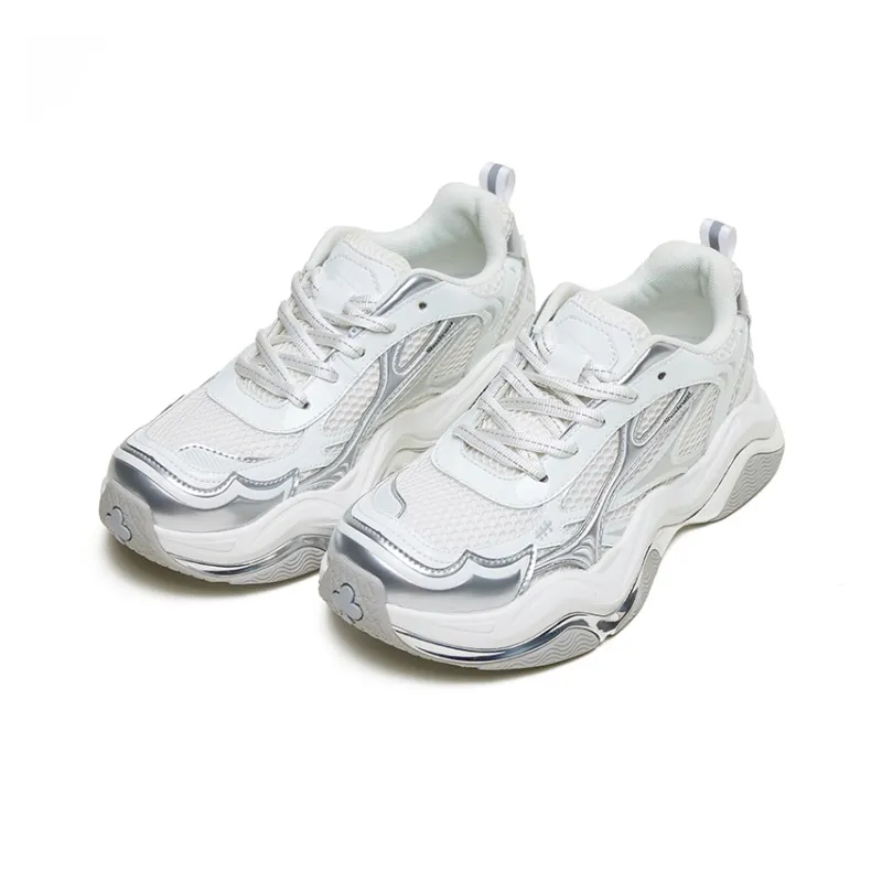 SHOOT BRAND Chunky Sneakers Unisex Low Top Silver-3
