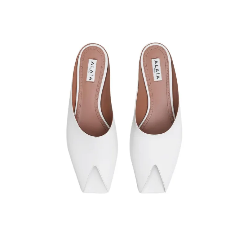 Alaia Slide Slippers Women's White-3