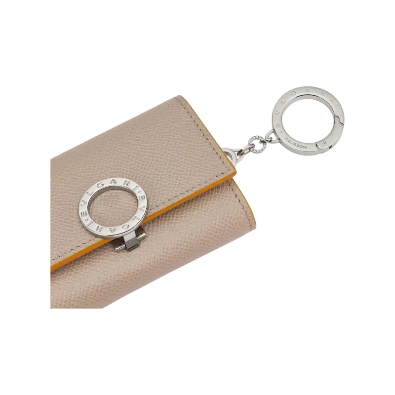 BVLGARI Bulgari Clip Calfskin Key Pouch Women's Gray Pink-2