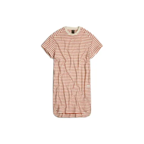 G-STAR RAW Short-Sleeved Dresses Women's Antique White/Sparrow Stripes