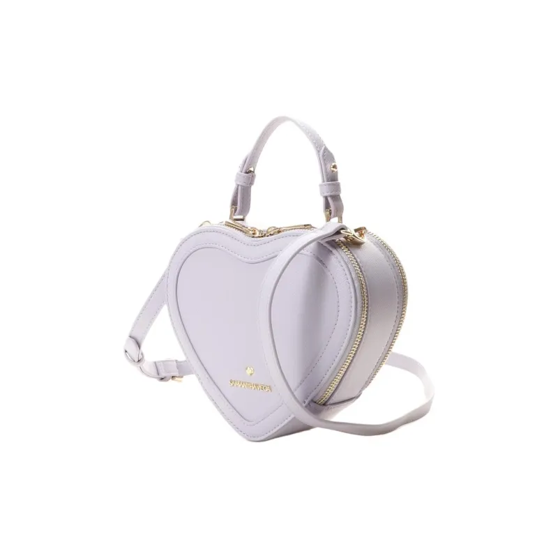 SAMANTHA THAVASA Synthetic Leather Heart Shaped Bag, Shoulder Bag, Crossbody Bag, Handbag Women's Lavender-3