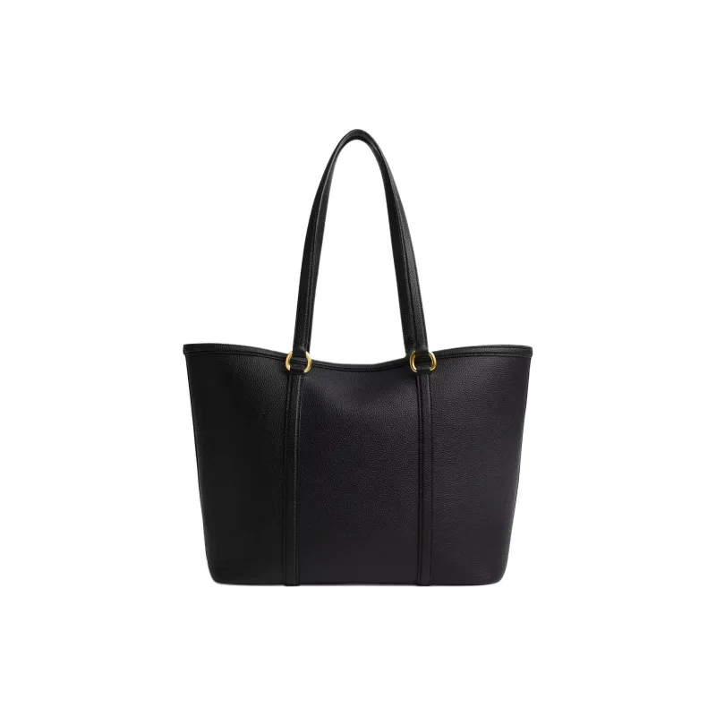 COACH Polished Pebble Leather Tote Bag, Shopping Bag, Handbag Large Size Women's Black-2