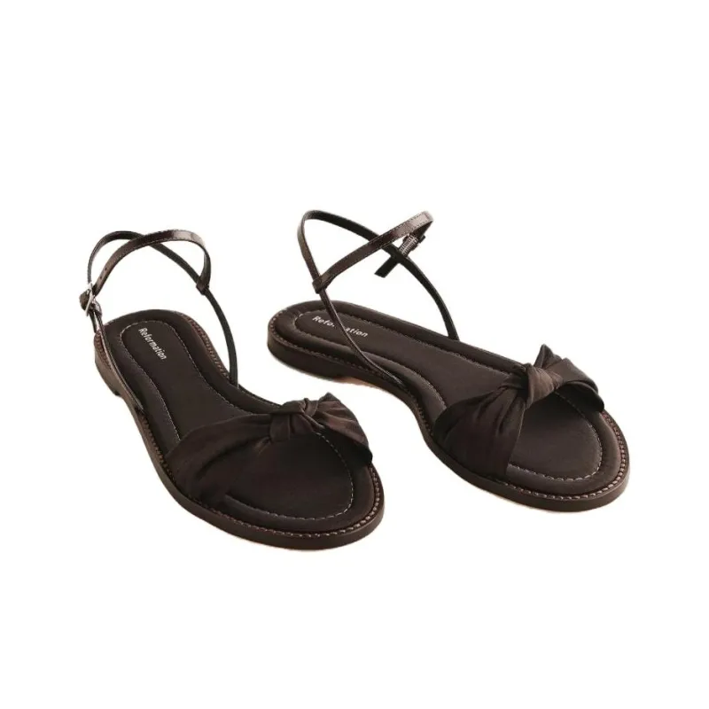 REFORMATION Cassidy Strap Sandals Women's Brown-3