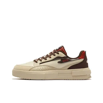 Erke Shocked Wear Resistant Slip Resistant Low Top Skateboard Shoes Men's Light Smoke Coffee Warm Linen