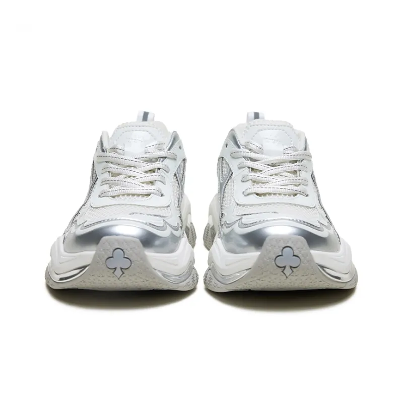 SHOOT BRAND Chunky Sneakers Unisex Low Top Silver-1