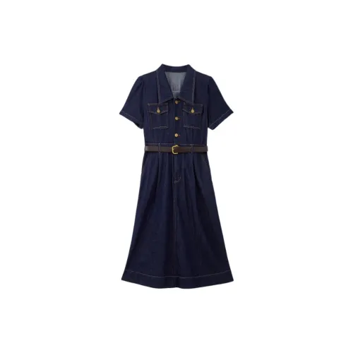 Pumpkin Valley Short-Sleeved Dresses Women's Denim Dark Blue