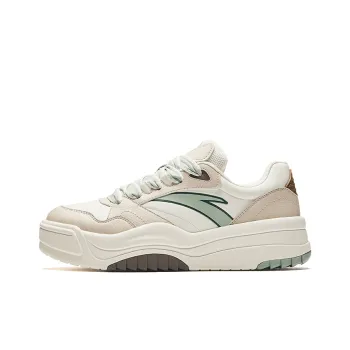 Anta Wave Shoes 2 Wear Resistant Height Increasing Low Top Skateboard Shoes Men's White Green