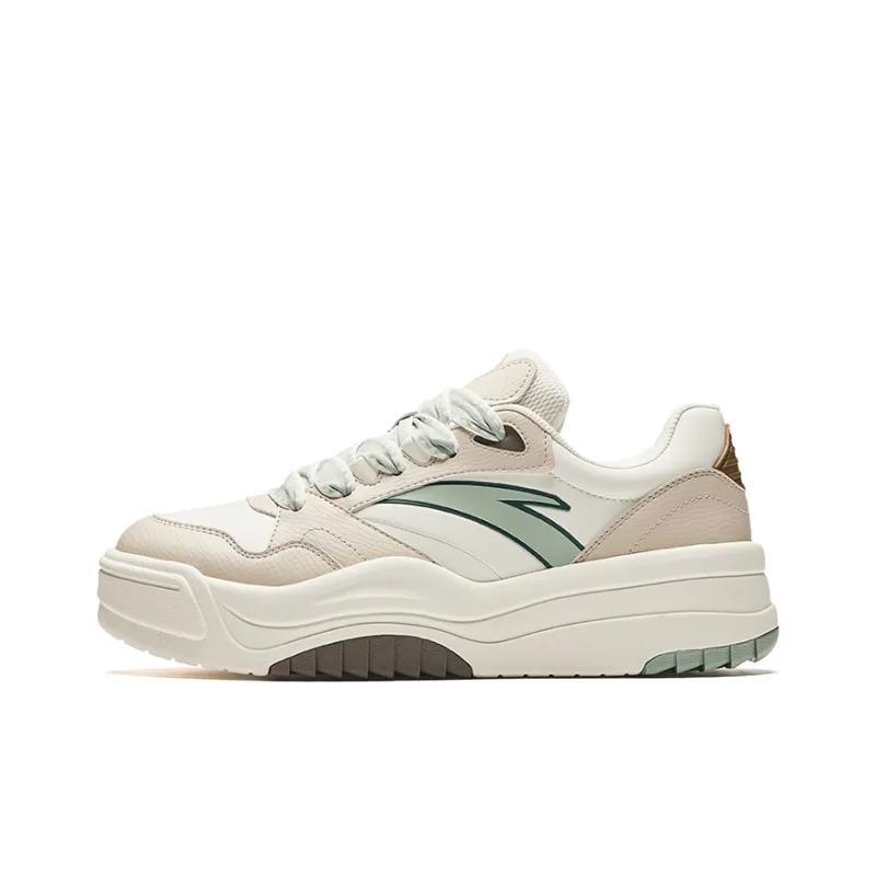 Anta Wave Shoes 2 Wear-Resistant Height Increasing Low-Top Skateboard Shoes Men's White Green-0